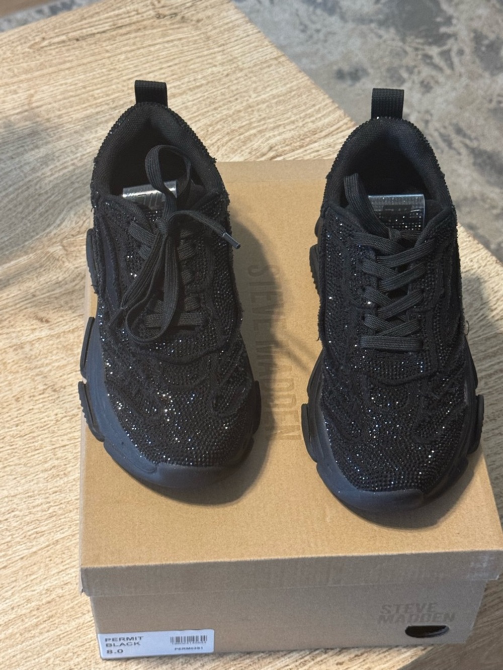 Steve Madden Maxima Black Rhinstone Sneakers